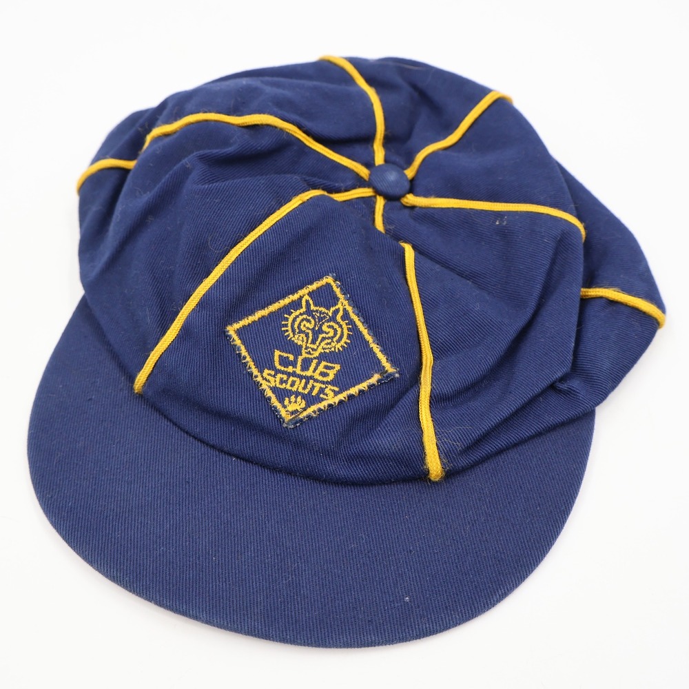 Boy Scouts‎ of America Cub Scouts Cap Youth Blue Yellow Vintage Wolf Patch Hat